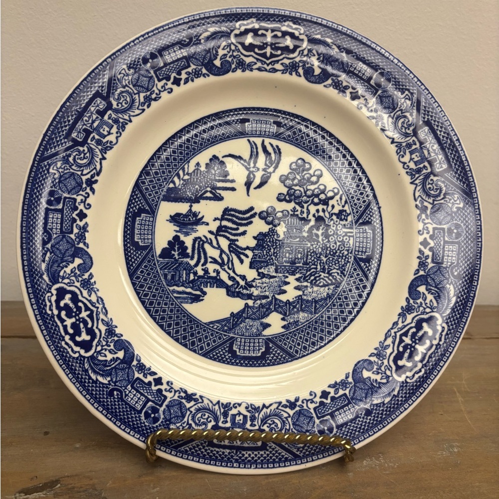 Vintage 40's Willow Ware by Royal China Blue White Asian Plate
